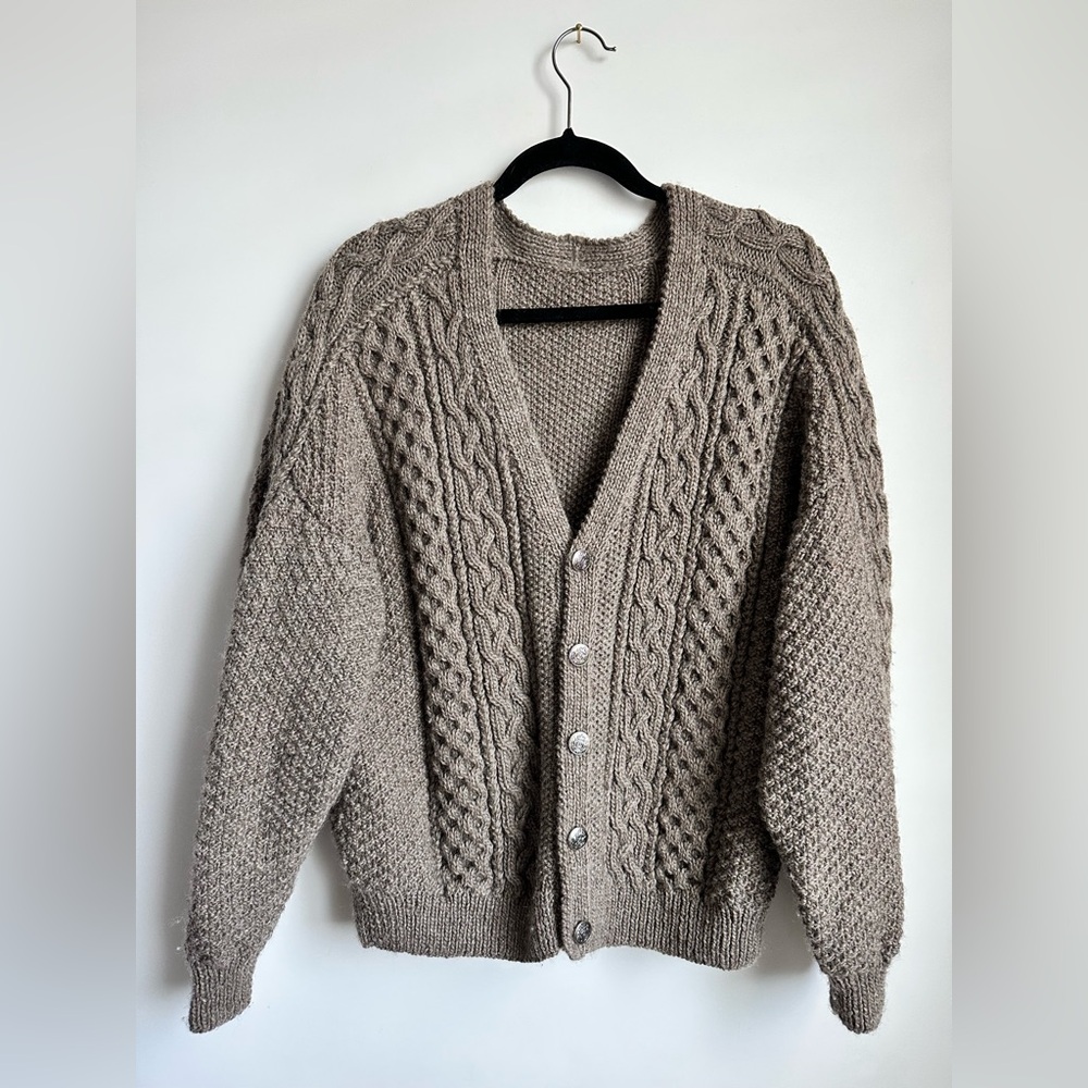 Handmade Fisherman Core Aesthetic Hand Knit Cardigan Sweater Women’s Large